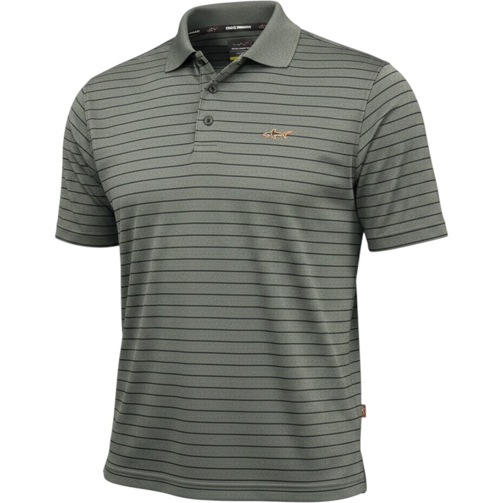 Greg Norman Tasso Elba Five Iron Polo Shirt Mens XL Green Striped Golf Play Dry